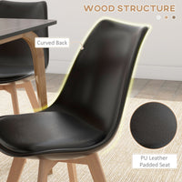 Modern Dining Table Chairs Set of 4, Rubber Wood Kitchen Table Chairs with PU Leather Cushion for Living Room, Bedroom