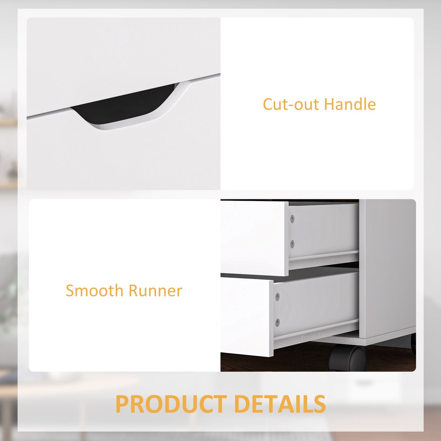 Mobile Filing Cabinet with 5 Drawers, Door and Adjustable Shelf, Rolling File Cabinet, Printer Table for Study