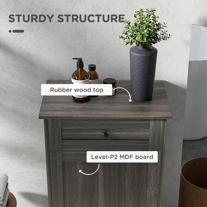 Kitchen Tilt Out Trash Bin Cabinet, Free Standing Recycling Cabinet, Trash Can Holder with Drawer, Charcoal Grey