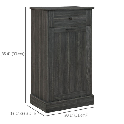 Kitchen Tilt Out Trash Bin Cabinet, Free Standing Recycling Cabinet, Trash Can Holder with Drawer, Charcoal Grey