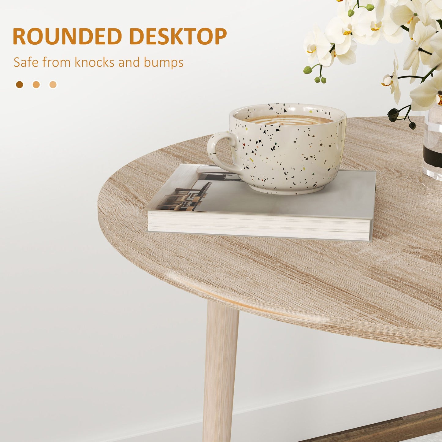 Folding Dining Table, Round Drop Leaf Kitchen Table for Small Spaces with Wood Legs, Oak