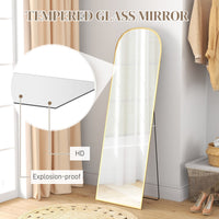 Arched Standing Mirror, 64" x 20" Full Length Mirror, Free Standing or Wall Mounted for Living Room, Bedroom, Gold