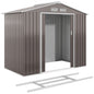7' x 4' x 6' Metal Storage Shed Outdoor Patio Metal Tool Storage House w/ Foundation Kit and Double Doors Light Brown