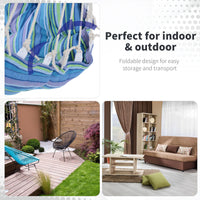 Portable Hanging Woven Hammock Seat Rope Swing Chair Sleeping Bed for Outdoor Garden Yard Camping Blue