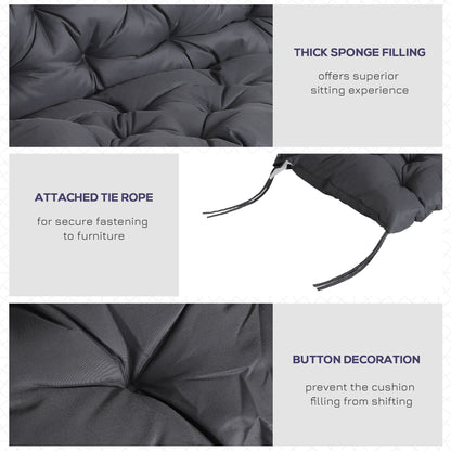 Porch Swing Cushion Garden Bench Cushion with Backrest, Non-Slip 2-seater Thick Pad, Swing Chair Mat Replacement for Indoor and Outdoor, 39.4" x 38.6", Dark Grey