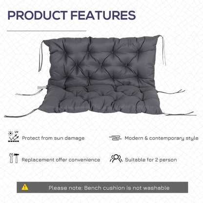 Porch Swing Cushion Garden Bench Cushion with Backrest, Non-Slip 2-seater Thick Pad, Swing Chair Mat Replacement for Indoor and Outdoor, 39.4" x 38.6", Dark Grey