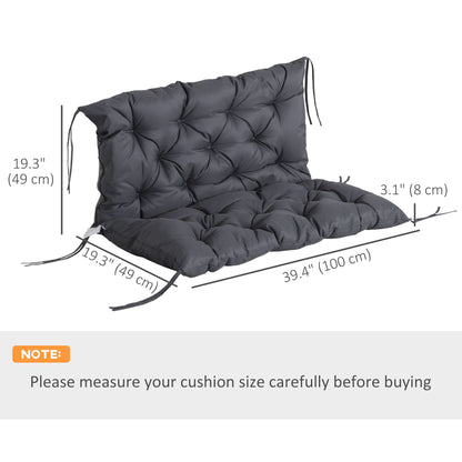 Porch Swing Cushion Garden Bench Cushion with Backrest, Non-Slip 2-seater Thick Pad, Swing Chair Mat Replacement for Indoor and Outdoor, 39.4" x 38.6", Dark Grey