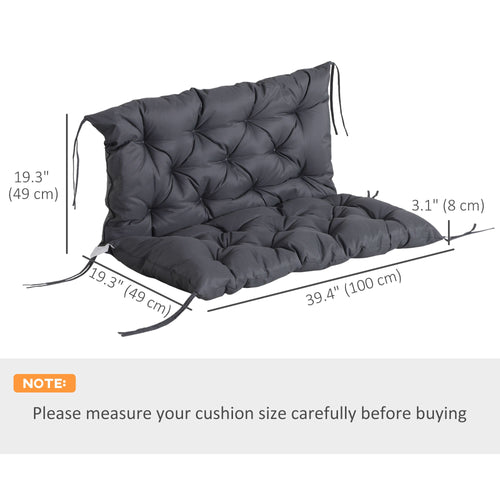 Porch Swing Cushion Garden Bench Cushion with Backrest, Non-Slip 2-seater Thick Pad, Swing Chair Mat Replacement for Indoor and Outdoor, 39.4" x 38.6", Dark Grey