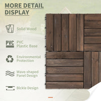 27 Pcs Wood Interlocking Deck Tiles, 12 x 12in Outdoor Flooring Tiles for Indoor and Outdoor Use, Tools Free Assembly, Black