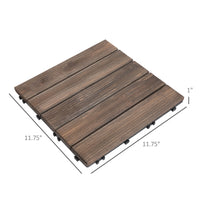 27 Pcs Wood Interlocking Deck Tiles, 12 x 12in Outdoor Flooring Tiles for Indoor and Outdoor Use, Tools Free Assembly, Black