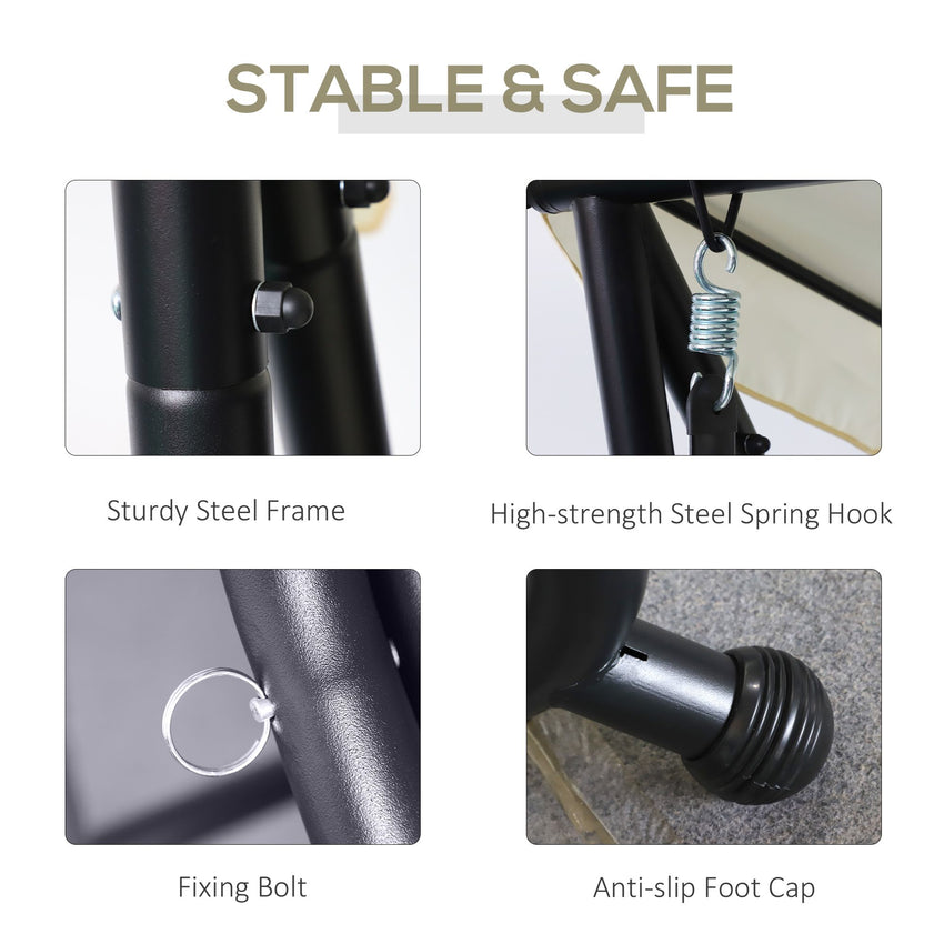 3 Seater Patio Swing Chair Convertible Cushioned Bed Outdoor Porch with Canopy and Pillow