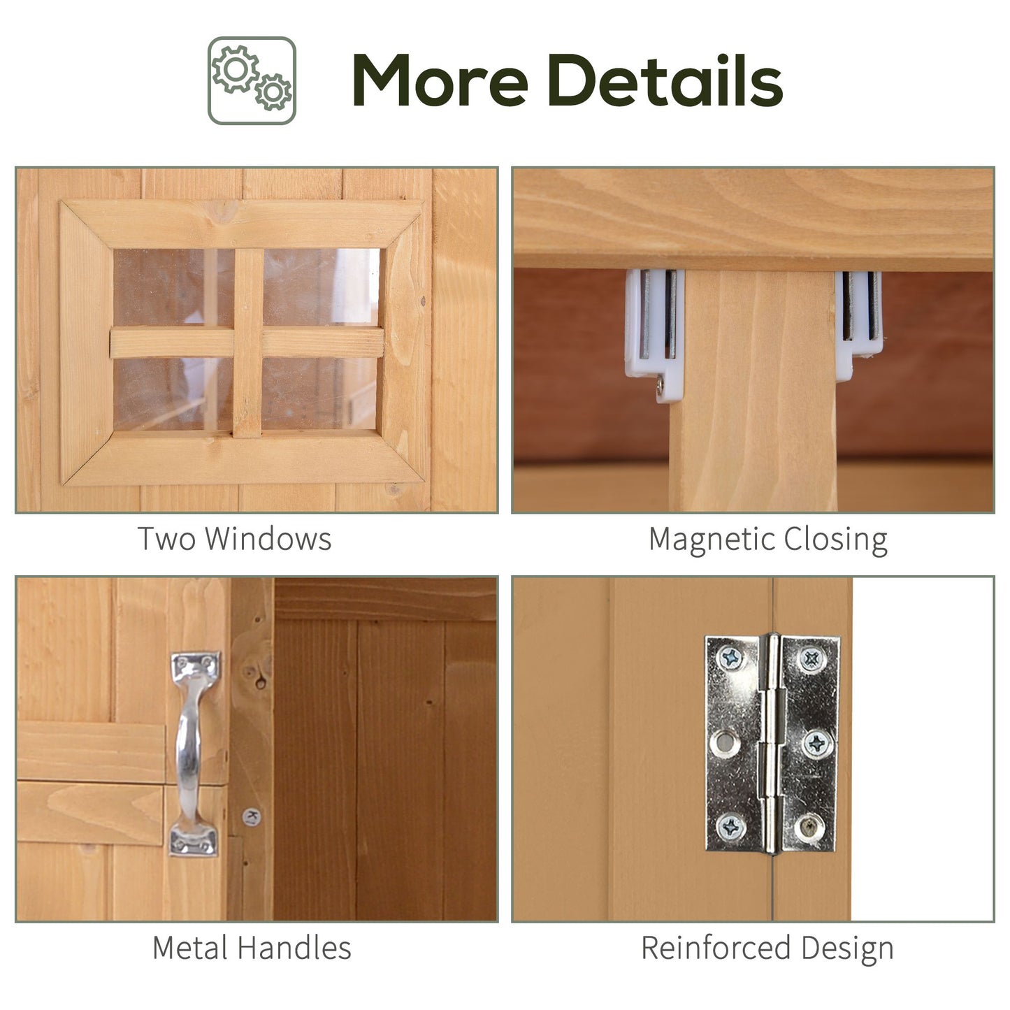 4x1.5ft Wooden Garden Storage Shed, Outdoor Tool Cabinet Organizer with Windows and Double Door, Nature Wood