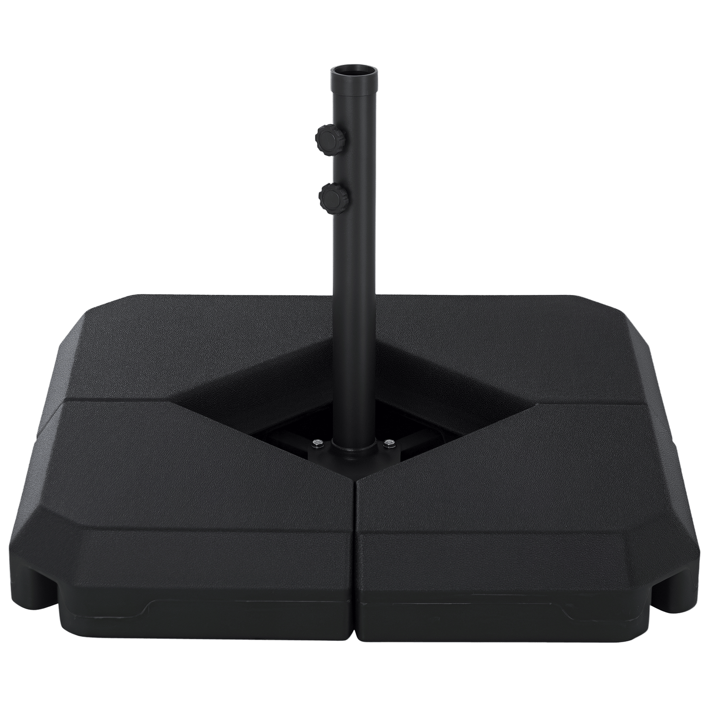 Umbrella Stand Fitting 2" Poles and Steel Base with 4 Fillable Plastic Weights, 158lbs Sand or 132lbs Water Filled, Black