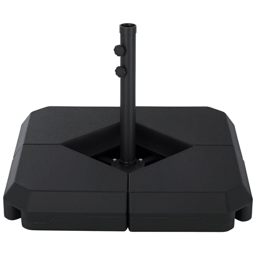 Umbrella Stand Fitting 2" Poles and Steel Base with 4 Fillable Plastic Weights, 158lbs Sand or 132lbs Water Filled, Black