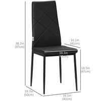 Dining Chairs Set of 4, Modern Accent Chair with High Back, Upholstery Faux Leather and Steel Legs for Living Room, Kitchen, Black