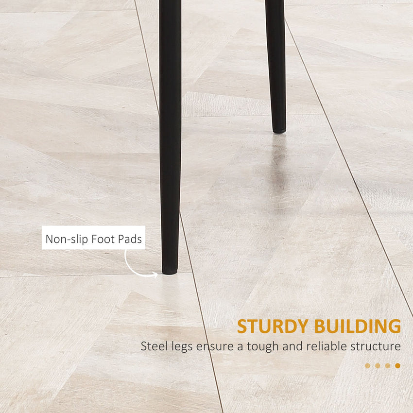 Dining Chairs Set of 4, Modern Accent Chair with High Back, Upholstery Faux Leather and Steel Legs for Living Room, Kitchen, Black