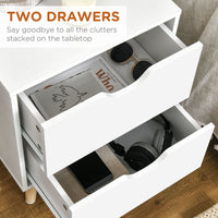 Modern Bedside Table, Nightstand with 2 Drawers and Pine Wood Legs for Bedroom, Living Room, White