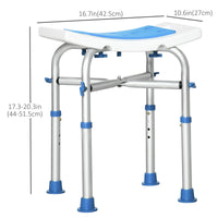 Height Adjustable Shower Chair, 16.7"W Aluminum Shower Stool for Inside Shower with Suction Cup Feet, EVA Padded Bath Seat for Senior, Elderly, Disabled