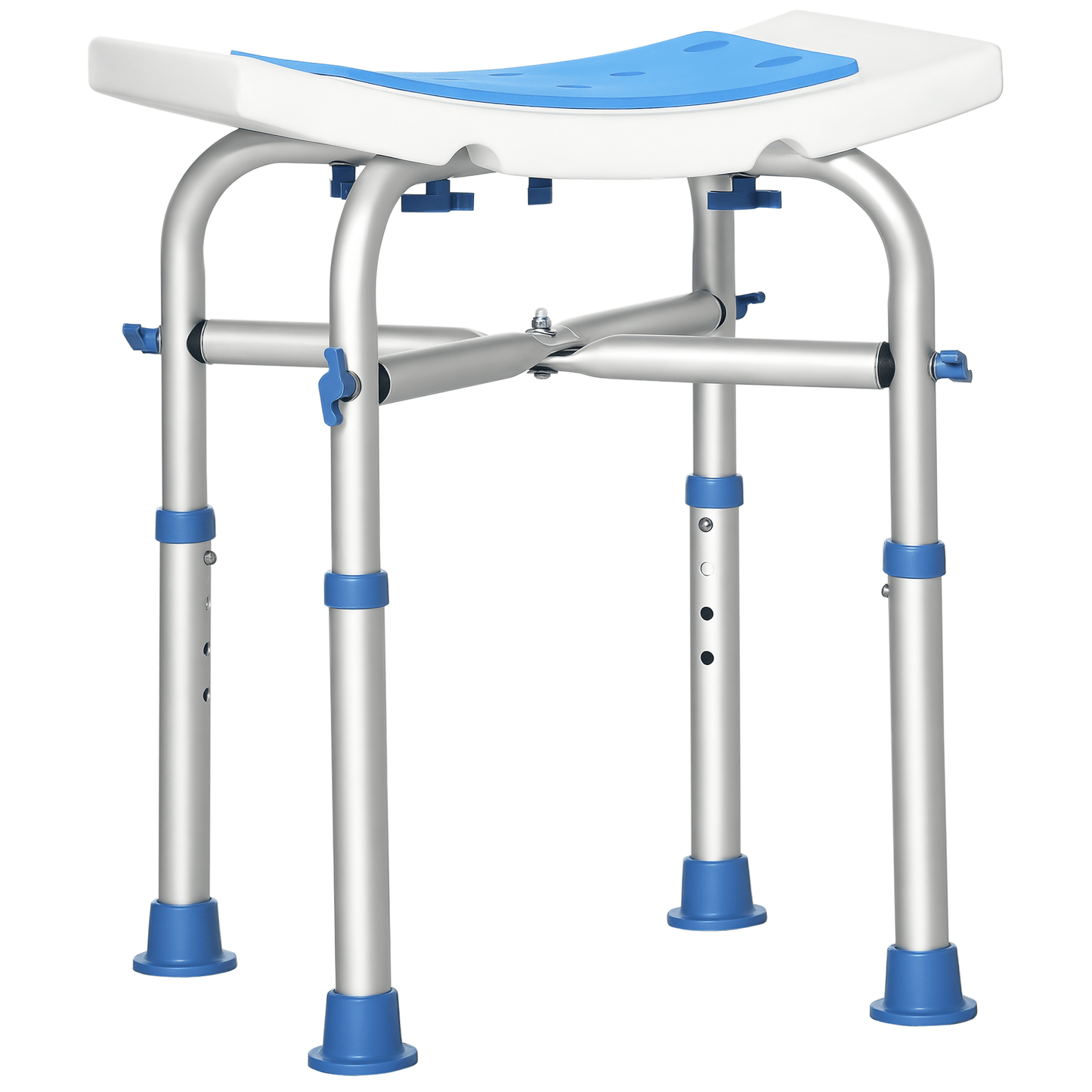 Height Adjustable Shower Chair, 16.7"W Aluminum Shower Stool for Inside Shower with Suction Cup Feet, EVA Padded Bath Seat for Senior, Elderly, Disabled