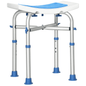 Height Adjustable Shower Chair, 16.7"W Aluminum Shower Stool for Inside Shower with Suction Cup Feet, EVA Padded Bath Seat for Senior, Elderly, Disabled