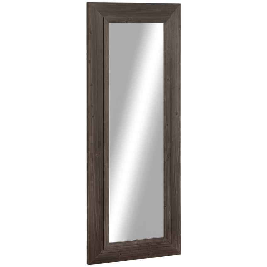 59" x 23.5" Full Length Mirror, Farmhouse Wall Mount and Leaner Floor Mirror, Vertical and Horizontal for Bedroom, Dark Brown