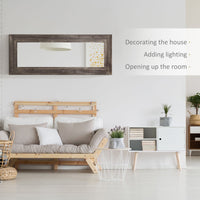 59" x 23.5" Full Length Mirror, Farmhouse Wall Mount and Leaner Floor Mirror, Vertical and Horizontal for Bedroom, Dark Brown