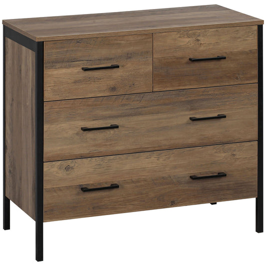 Dresser for Bedroom with 4 Drawers, Chest of Drawers with Metal Frame and Handles for Living Room, Hallway, Brown