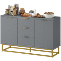 Sideboard Storage Cabinet with 3 Drawers, Adjustable Shelves and Doors, Kitchen Buffet Cabinet for Dining Room, Grey
