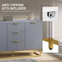 Sideboard Storage Cabinet with 3 Drawers, Adjustable Shelves and Doors, Kitchen Buffet Cabinet for Dining Room, Grey