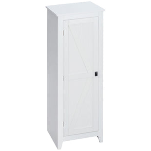 48" Farmhouse Kitchen Pantry Storage Cabinet with Barn Door, Kitchen Pantry Cabinet with Adjustable Shelves, White