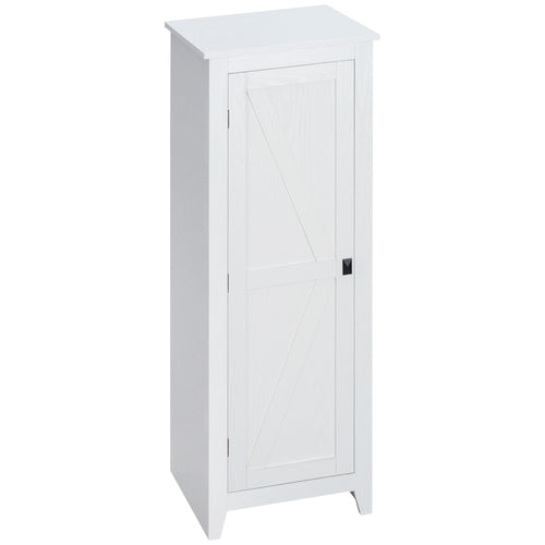48" Farmhouse Kitchen Pantry Storage Cabinet with Barn Door, Kitchen Pantry Cabinet with Adjustable Shelves, White