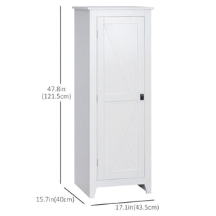 48" Farmhouse Kitchen Pantry Storage Cabinet with Barn Door, Kitchen Pantry Cabinet with Adjustable Shelves, White