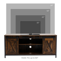 Industrial TV Stand for TVs up to 60", TV Console with Storage and 2 Sliding Barn Doors, Freestanding Entertainment Unit for Living Room, Bedroom, Brown