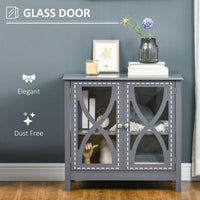 Kitchen Sideboard, Glass Door Buffet Cabinet, Bathroom Storage Cabinet with Adjustable Storage Shelf for Dining Room, Living Room, Grey