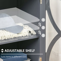 Kitchen Sideboard, Glass Door Buffet Cabinet, Bathroom Storage Cabinet with Adjustable Storage Shelf for Dining Room, Living Room, Grey