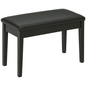 Classic Piano Bench Stool, PU Leather Padded Keyboard Seat with Rubber Wood Legs and Music Storage Compartment, Smooth Seat, Black