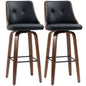 Bar Height Bar Stools Set of 2 PU Leather Upholstered Swivel Barstools with Solid Wood Legs Footrest and Tufted Back, Black