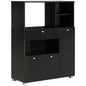 Compact Kitchen Pantry Buffet Server Hutch Storage Cabinet with Microwave Oven Stand Drawer and Shelves, Black