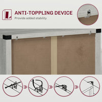 Farmhouse Kitchen Storage Cabinet, Sideboard Buffet Cabinet with 2 Rustic Barn Doors and Drawer, Grey