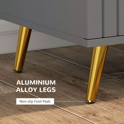 3 Drawer Cabinet, Drawer Chest for Bedroom, Chest of Drawers with Aluminium Legs and Gold Handles, Dark Grey