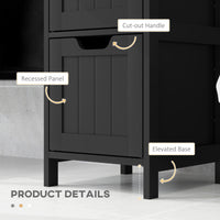 Narrow Bathroom Cabinet with 3 Drawers and 2 Tier Shelf, Tall Cupboard Freestanding Linen Tower, Black