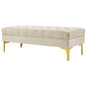 End of Bed Bench, Upholstered Bench, Entryway Shoe Bench with Button Tufted for Living Room, Bedroom, Cream White
