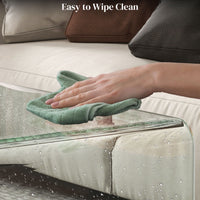 Glass Coffee Table, Clear Coffee Table for Living Room, Modern Rectangle Center Table with Safe Rounded Edges