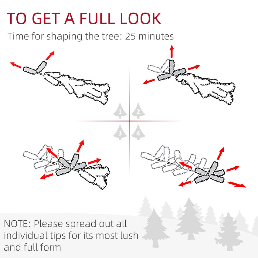 6ft Tall Pencil Artificial Christmas Tree with 479 Branch Tips with Steel Base, White