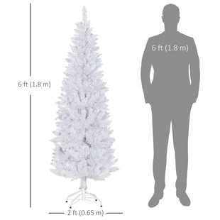 6ft Tall Pencil Artificial Christmas Tree with 479 Branch Tips with Steel Base, White