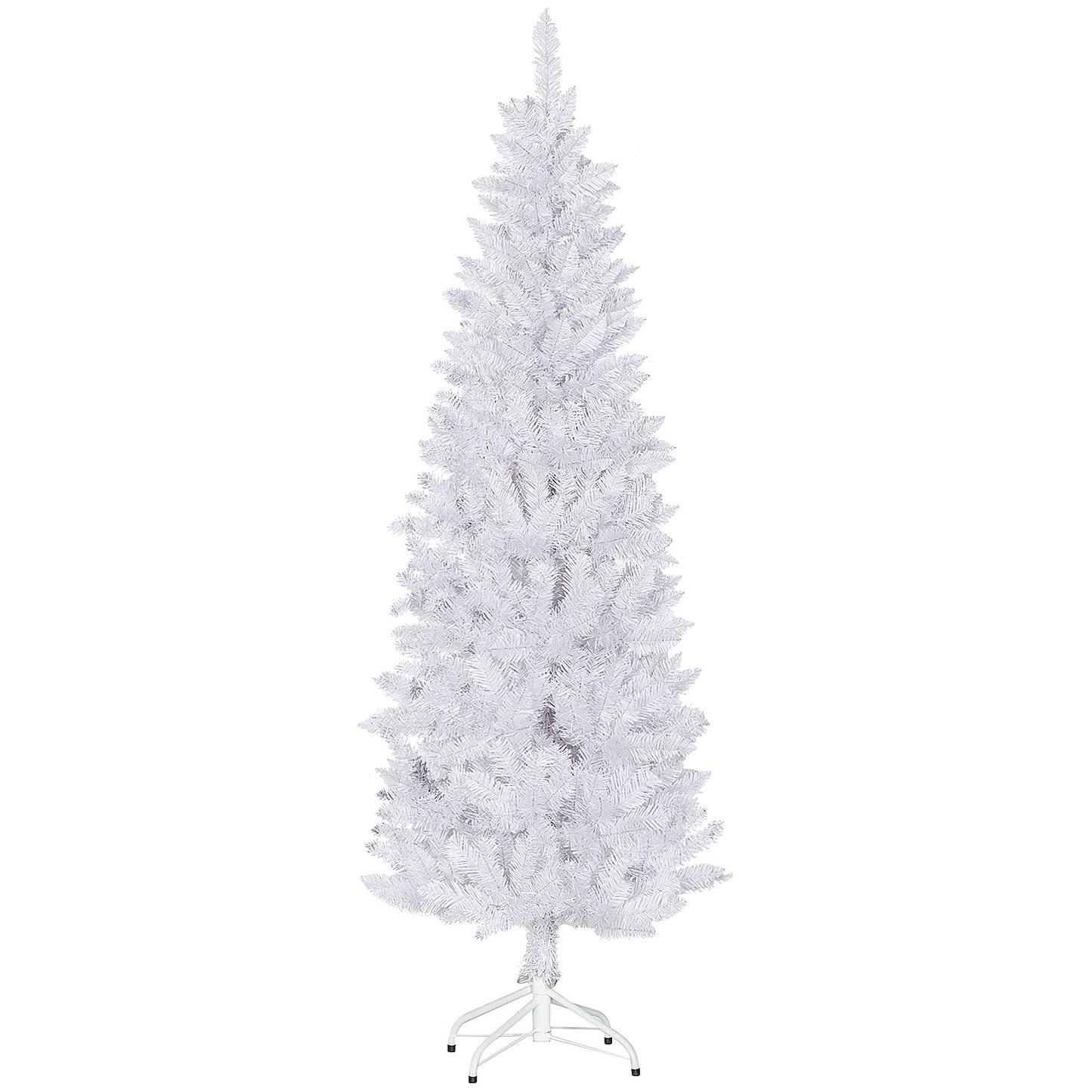 6ft Tall Pencil Artificial Christmas Tree with 479 Branch Tips with Steel Base, White