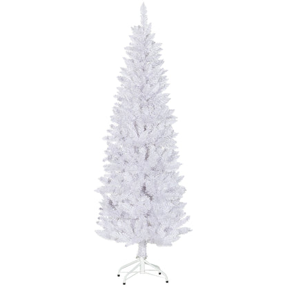 6ft Tall Pencil Artificial Christmas Tree with 479 Branch Tips with Steel Base, White