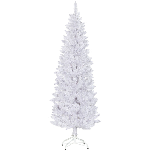 6ft Tall Pencil Artificial Christmas Tree with 479 Branch Tips with Steel Base, White