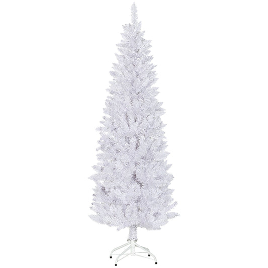 6ft Tall Pencil Artificial Christmas Tree with 479 Branch Tips with Steel Base, White