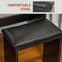 Makeup Vanity Desk Set with Stool, Dressing Table with LED Lighting Mirror, Drawers, for Bedroom, Black